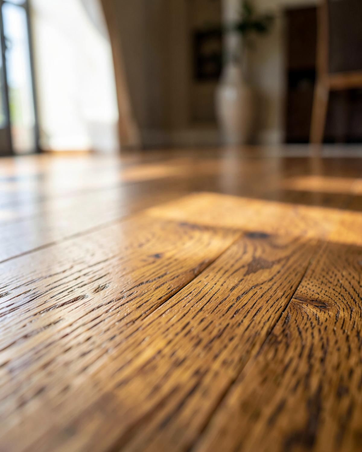 Detail of oak hardwood grain in raking light